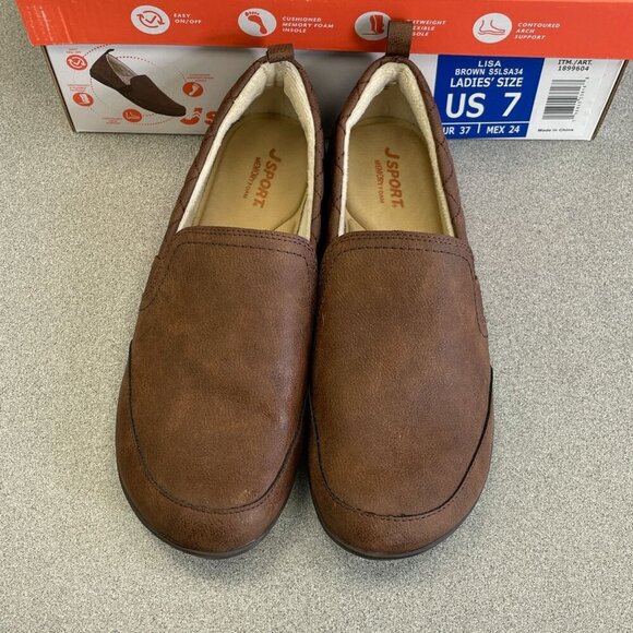 J Sport Women's Size 7 Slip-On Shoes Brown Casual Comfort - Picture 2 of 6